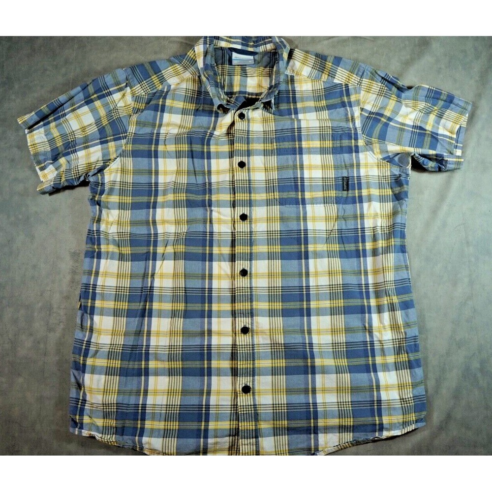 COLUMBIA SPORTSWEAR Shirt Mens Button Up‎ XL Plaid Chest Pocket Logo